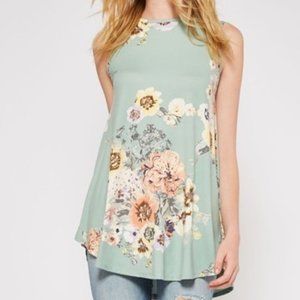 Sage Floral Tank Top